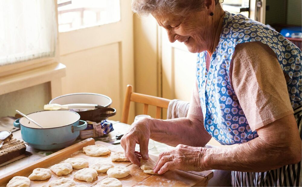 older woman baking