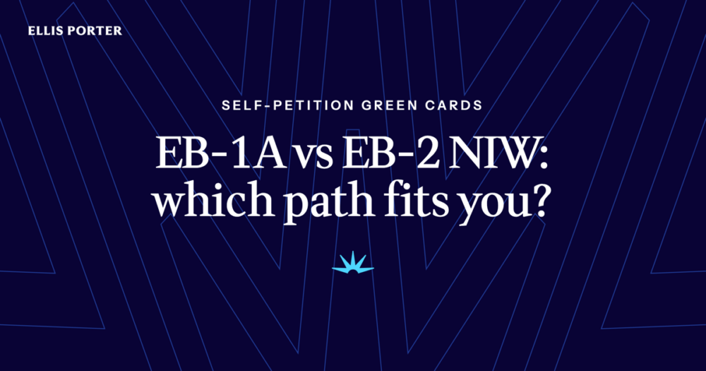Two green card paths, EB-1A and EB-2 NIW, compared side by side.