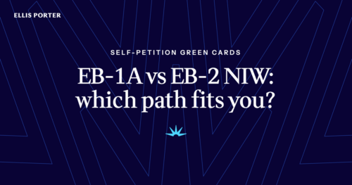 Two green card paths, EB-1A and EB-2 NIW, compared side by side.