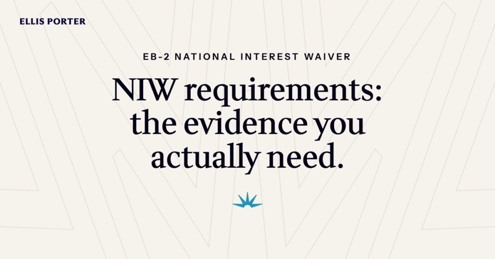 Immigration attorney organizing evidence exhibits for an EB-2 national interest waiver petition.