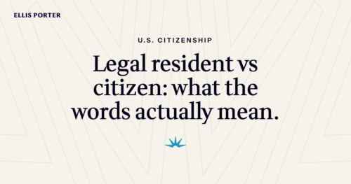 Comparison of a legal resident and a US citizen and what each term means.