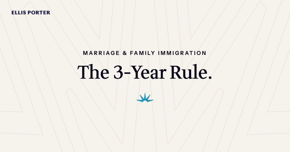 Married couple reviewing the three-year naturalization rule for a spouse.