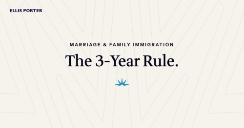 Married couple reviewing the three-year naturalization rule for a spouse.