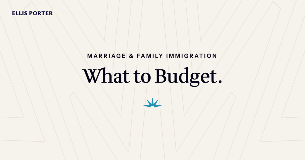 Couple reviewing the government fees for a marriage green card.