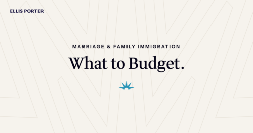 Couple reviewing the government fees for a marriage green card.