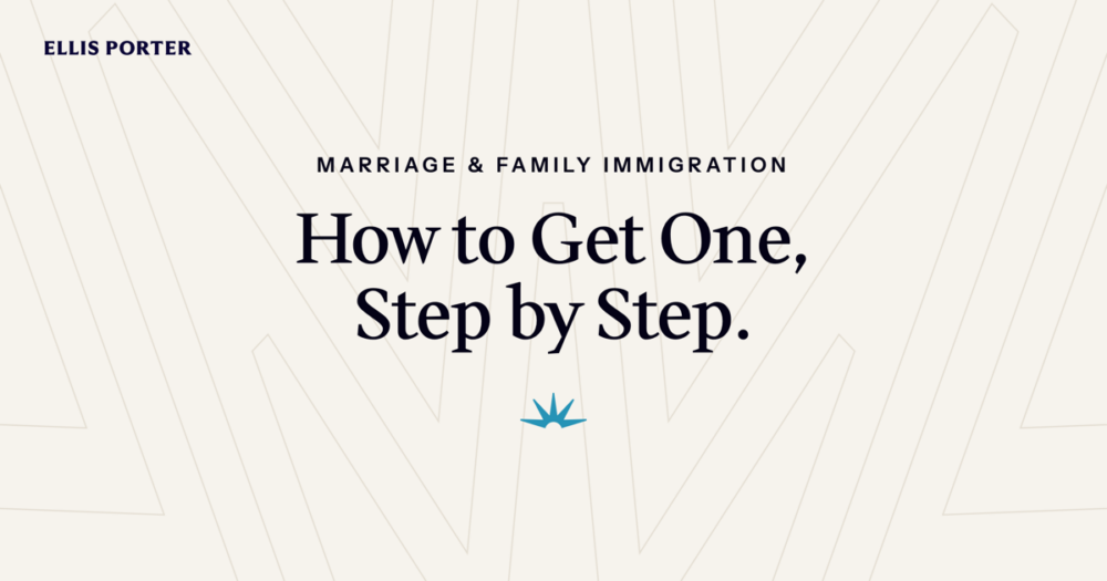 Married couple reviewing the marriage green card process and required forms.