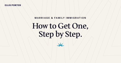 Married couple reviewing the marriage green card process and required forms.