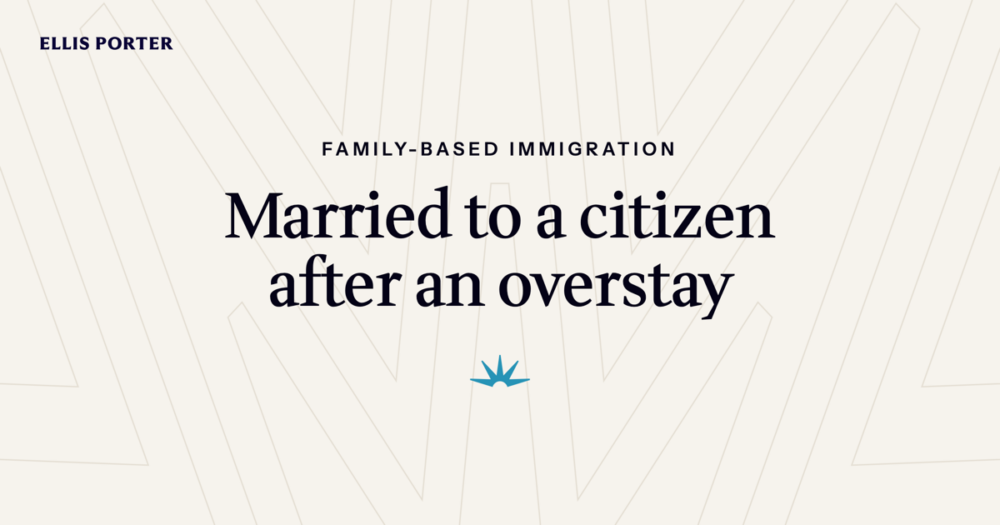Couple reviewing an I-94 record and passport to understand overstay rules for a marriage green card.