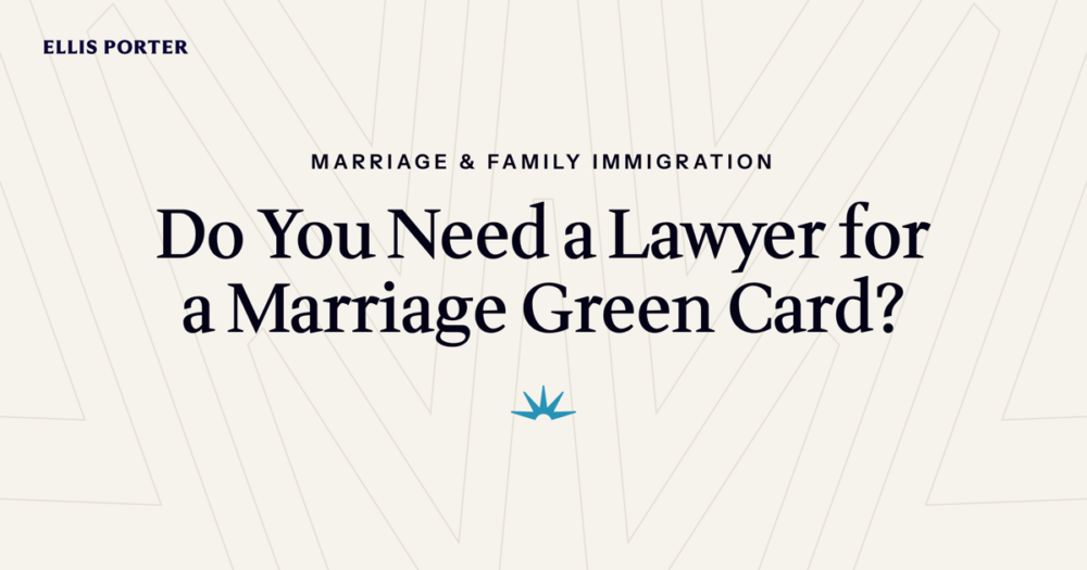 Attorney reviewing a marriage green card case with a couple.