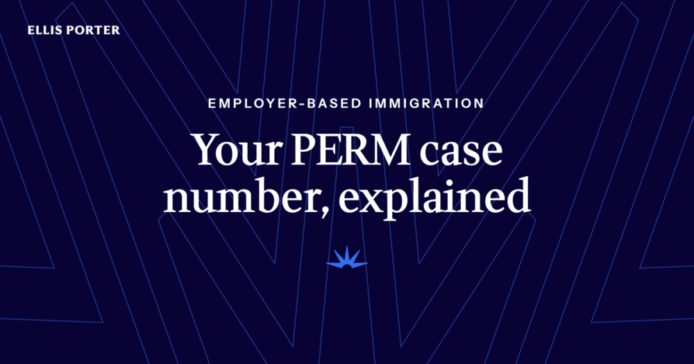 Employee entering a PERM case number into the Department of Labor case status search.