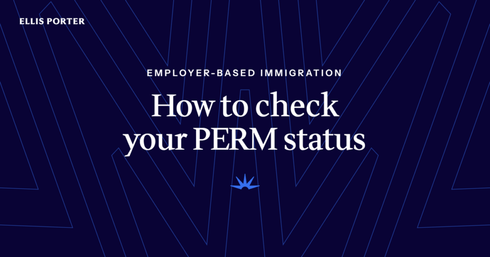 Employee checking PERM labor certification status on the Department of Labor FLAG website.