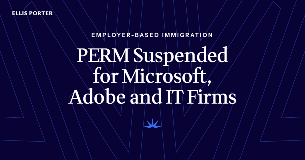 Professional reviewing news of the Department of Labor PERM suspension for major technology employers.
