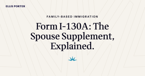 Foreign spouse completing Form I-130A supplemental information for a marriage petition.